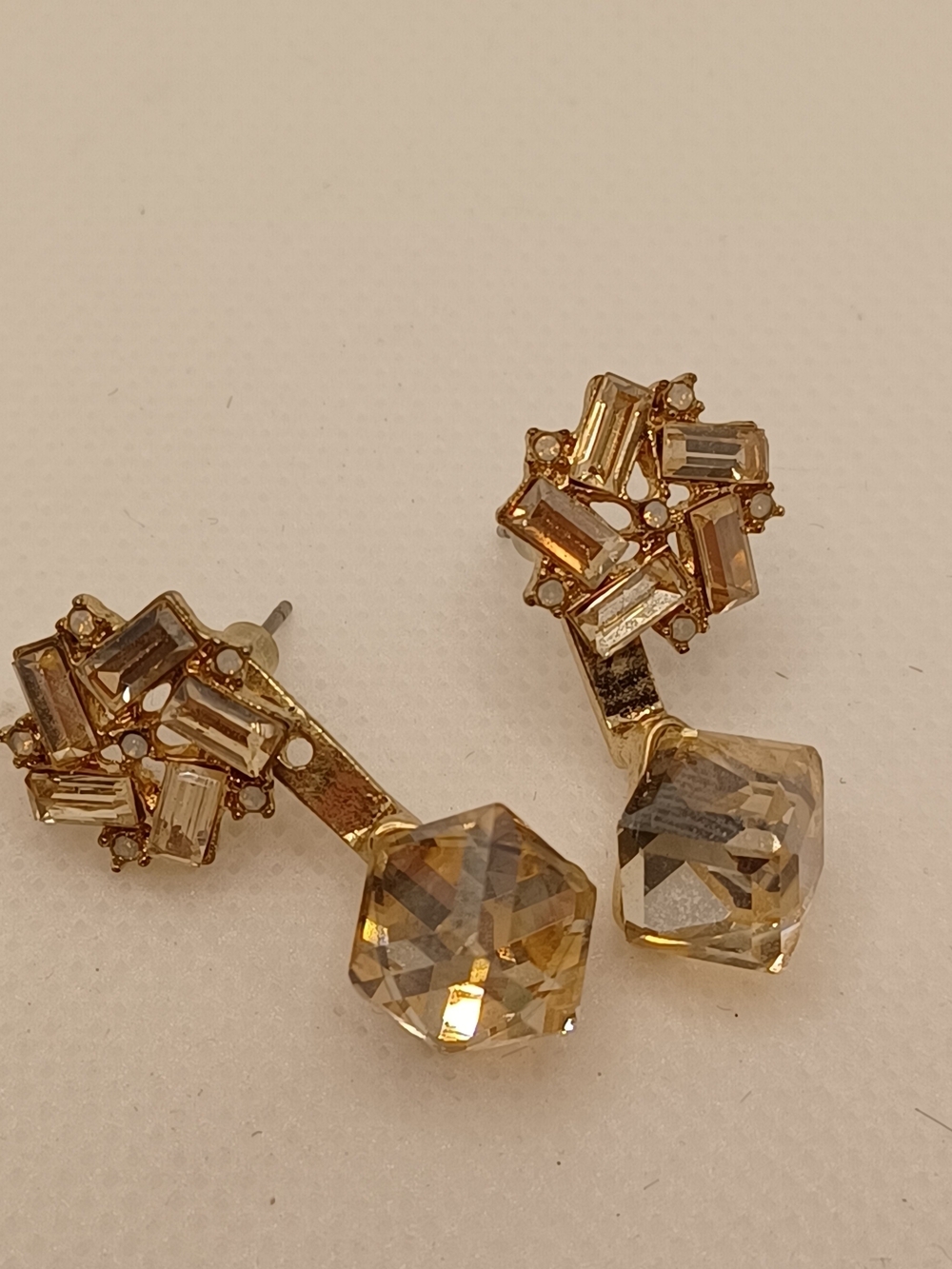 Gold-Tone Champagne Crystal Drop Earrings